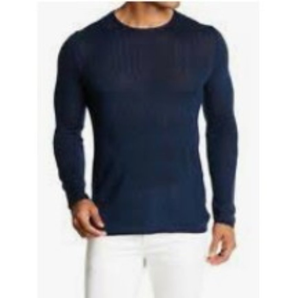 John Varvatos Linen-Blend Sweater Crewneck Rib-knit cuffs and bottom NWOT 09/24